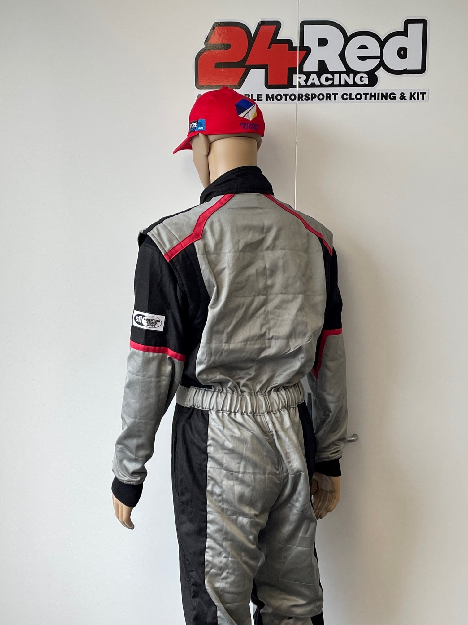 24 Red Racing SFI Approved race suit Silver Black – 24 Red Racing