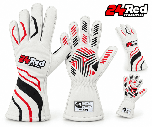 Race Gloves Outer Stitching SFI Approved White