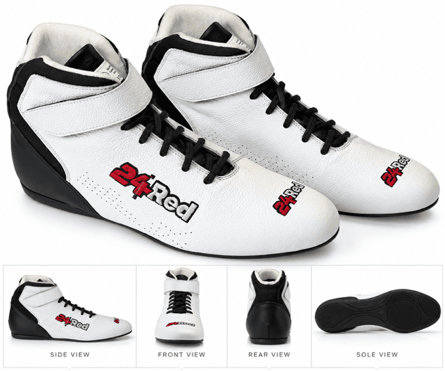 π White Leather SFI Approved Race Boots