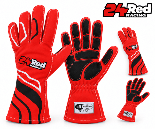 Fluro Orange Race Gloves SFI Approved Outer Stitch