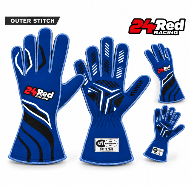Race Gloves SFI Approved Blue - Outer Stitch (Copy)